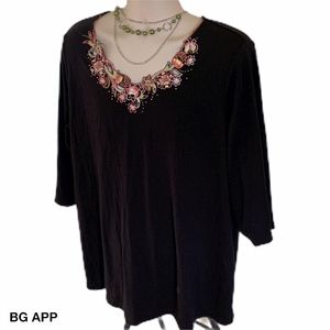 Quacker Factory Black, 3/4 length sleeve.